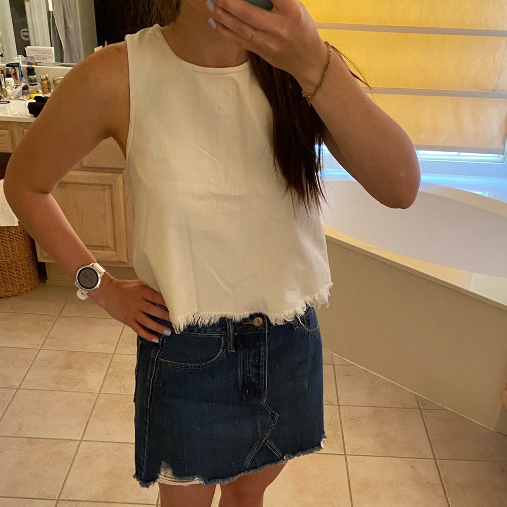 Aerie Cream Jean Crop Top